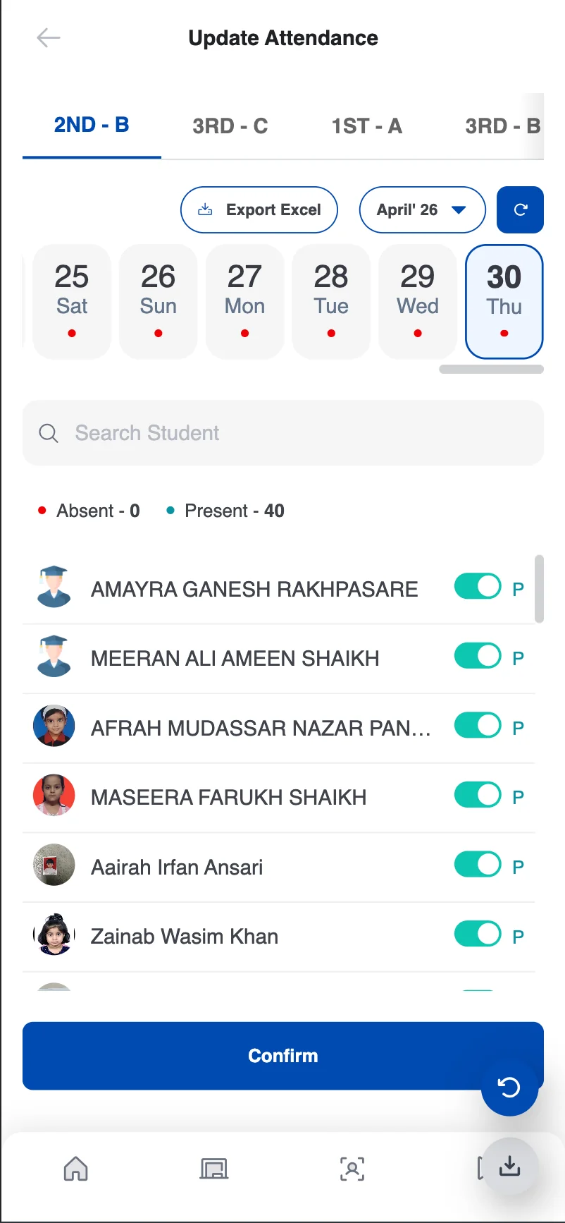 Edvio Teachers app screen